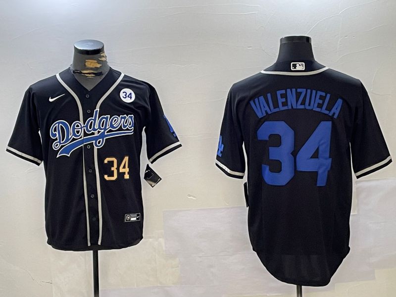 Men Los Angeles Dodgers #34 Valenzuela Black Game 2024 Nike MLB Jersey style 112011